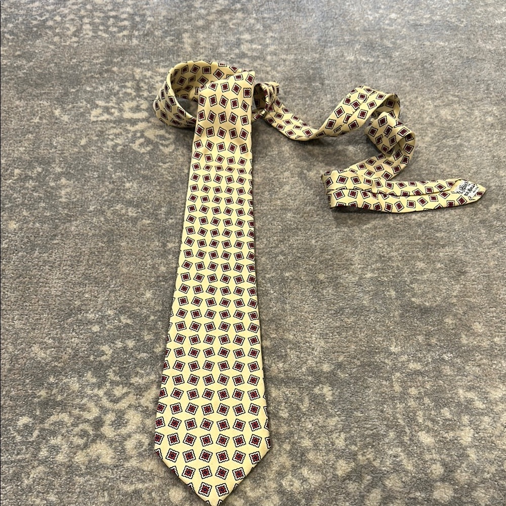TURNBULL & ASSER Geometric Patterned Yellow Tie